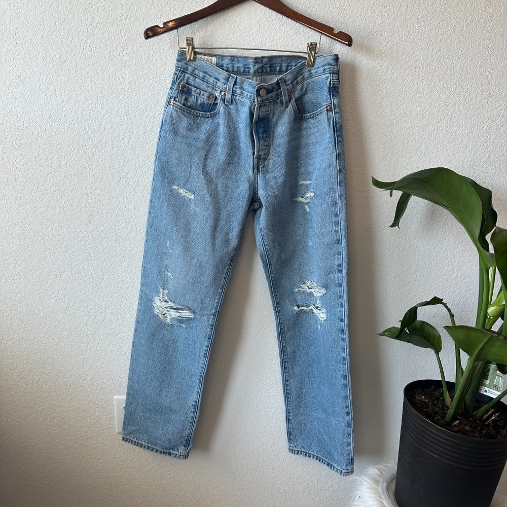 Levi's 501Distressed straight leg denim jeans
